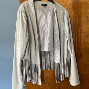 Torrid suede fringe crop jacket size 2